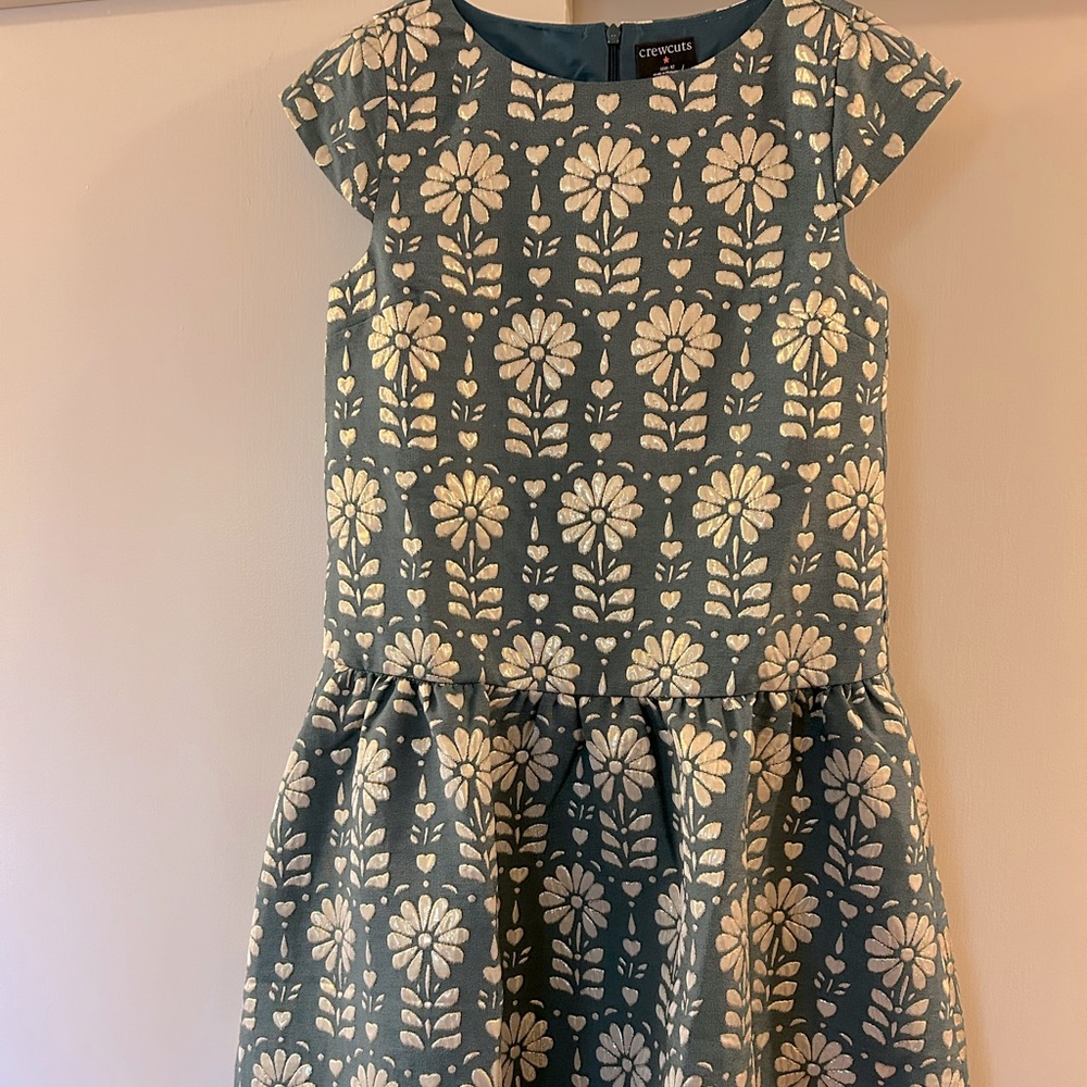 J crew crewcuts girls dress drop waist size 12 green shimmer